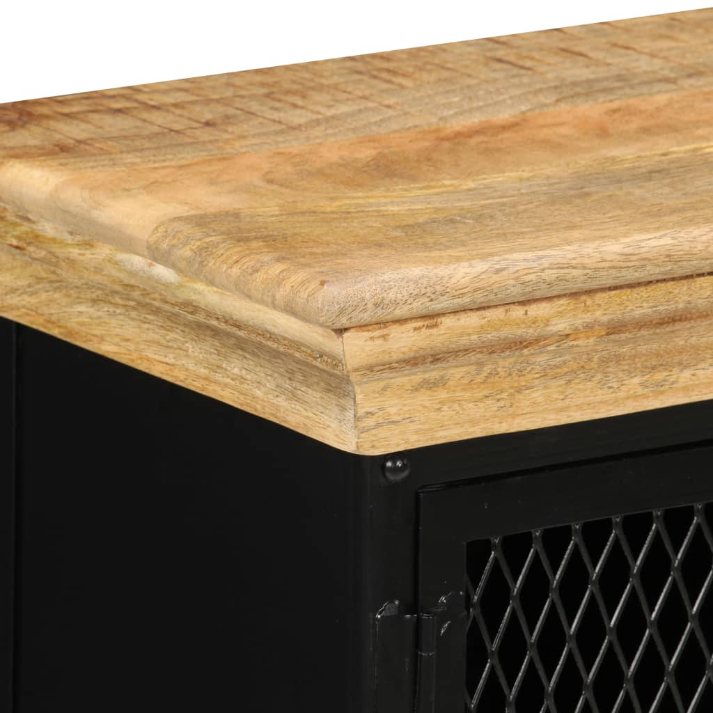 Sideboard Brown and Black Solid Mango Wood and Powder-Coated Iron