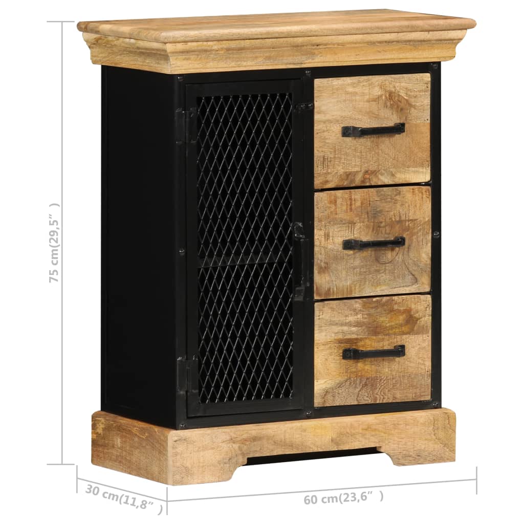 Sideboard Brown and Black Solid Mango Wood and Powder-Coated Iron