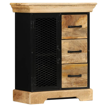Sideboard Brown and Black Solid Mango Wood and Powder-Coated Iron