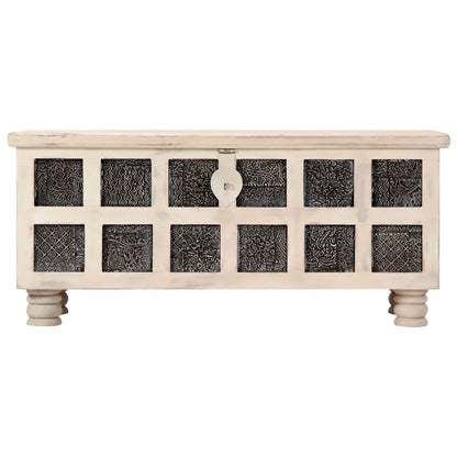 Storage Box White Solid Acacia Wood 43.3 in Storage Box