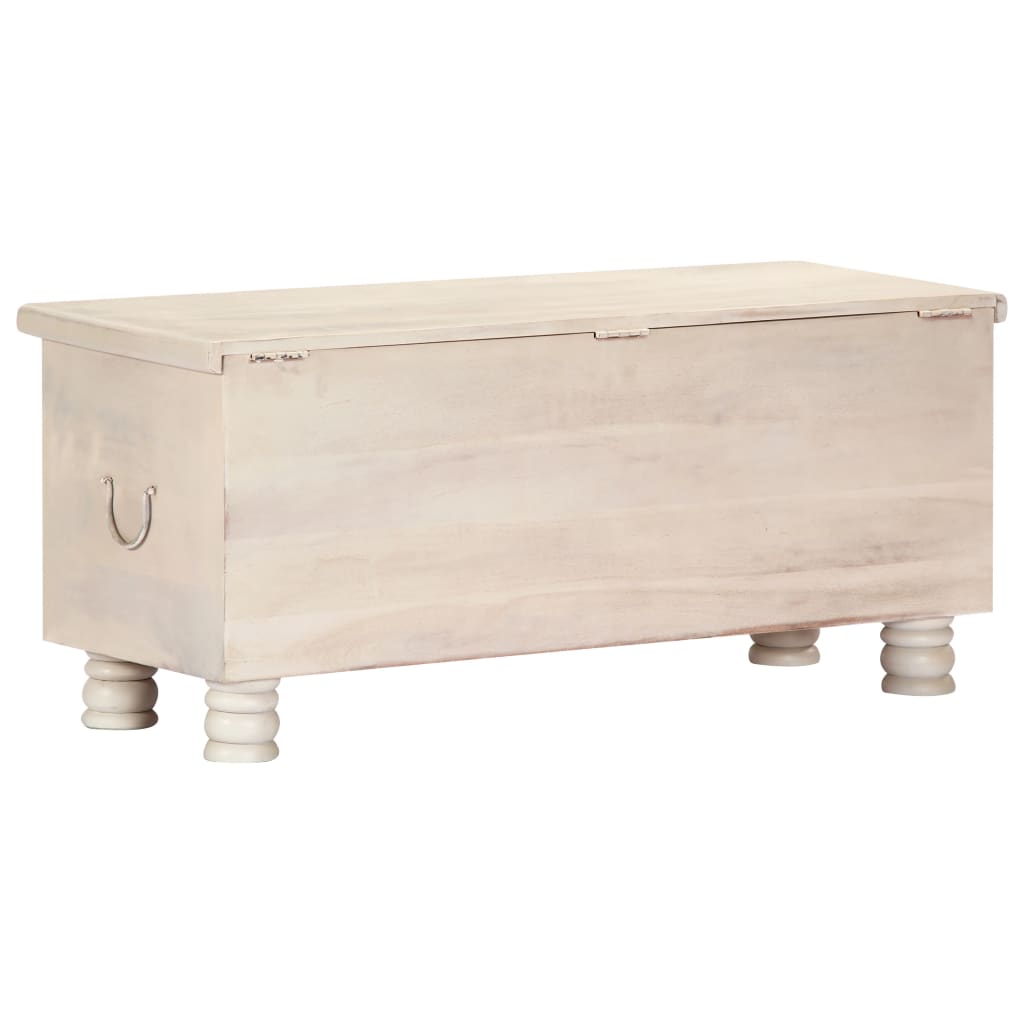 Storage Box White Solid Acacia Wood 43.3 in Storage Box