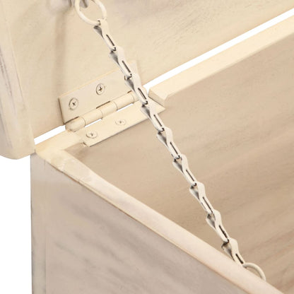 Storage Box White Solid Acacia Wood 43.3 in Storage Box