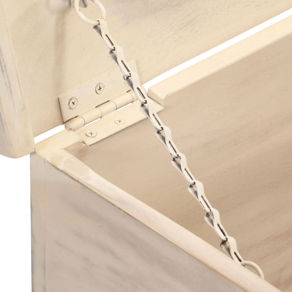 Storage Box White Solid Acacia Wood 43.3 in Storage Box