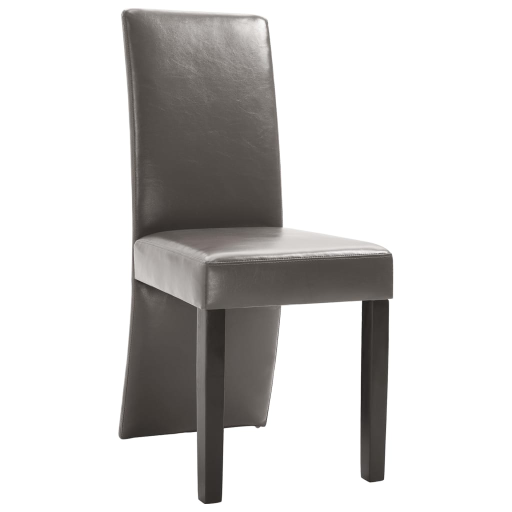 Dining Chair Set of 4 Gray Faux Leather and Wood Medium