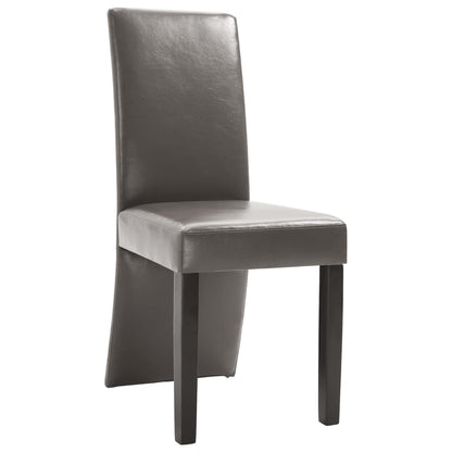 Dining Chair Set of 4 Gray Faux Leather and Wood Medium