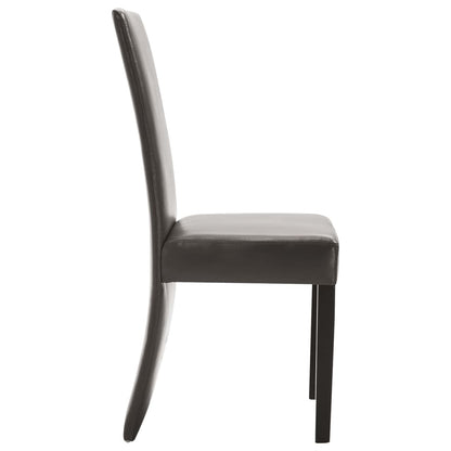 Dining Chair Set of 4 Gray Faux Leather and Wood Medium