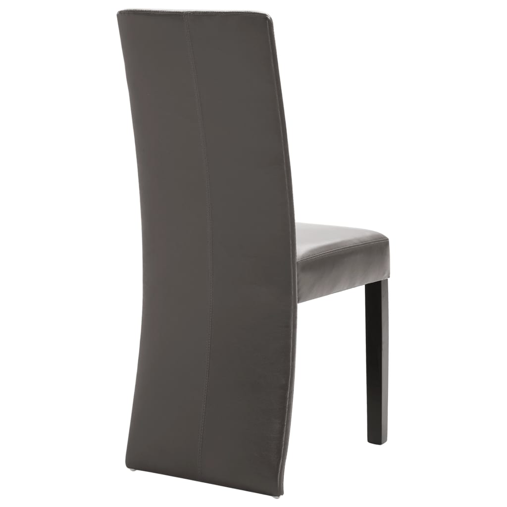 Dining Chair Set of 4 Gray Faux Leather and Wood Medium