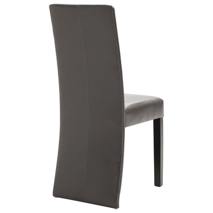 Dining Chair Set of 4 Gray Faux Leather and Wood Medium