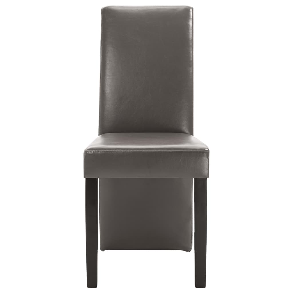 Dining Chair Set of 4 Gray Faux Leather and Wood Medium