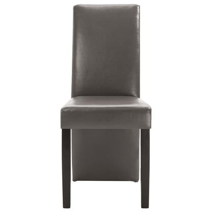 Dining Chair Set of 4 Gray Faux Leather and Wood Medium