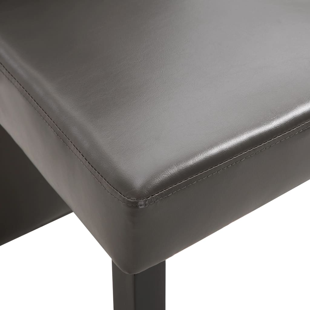 Dining Chair Set of 4 Gray Faux Leather and Wood Medium