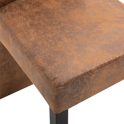 Dining Chair Set of 4 Brown Faux suede leather and solid wood