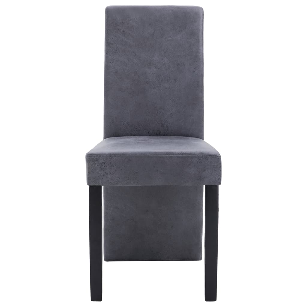 Dining Chair Set of 4 Grey Faux suede and wood Standard Modern
