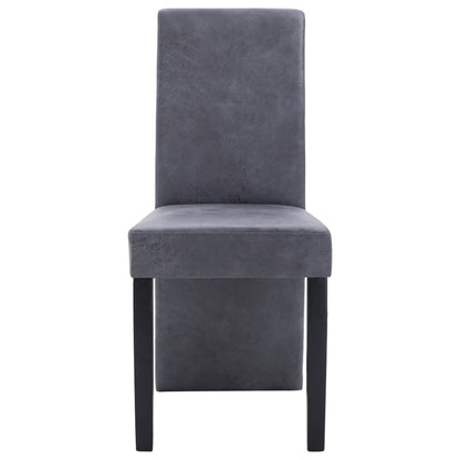 Dining Chair Set of 4 Grey Faux suede and wood Standard Modern