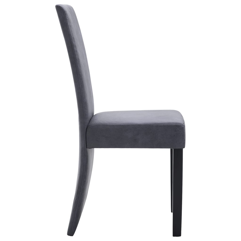 Dining Chair Set of 4 Grey Faux suede and wood Standard Modern