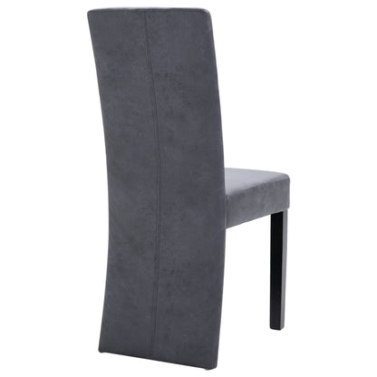 Dining Chair Set of 4 Grey Faux suede and wood Standard Modern