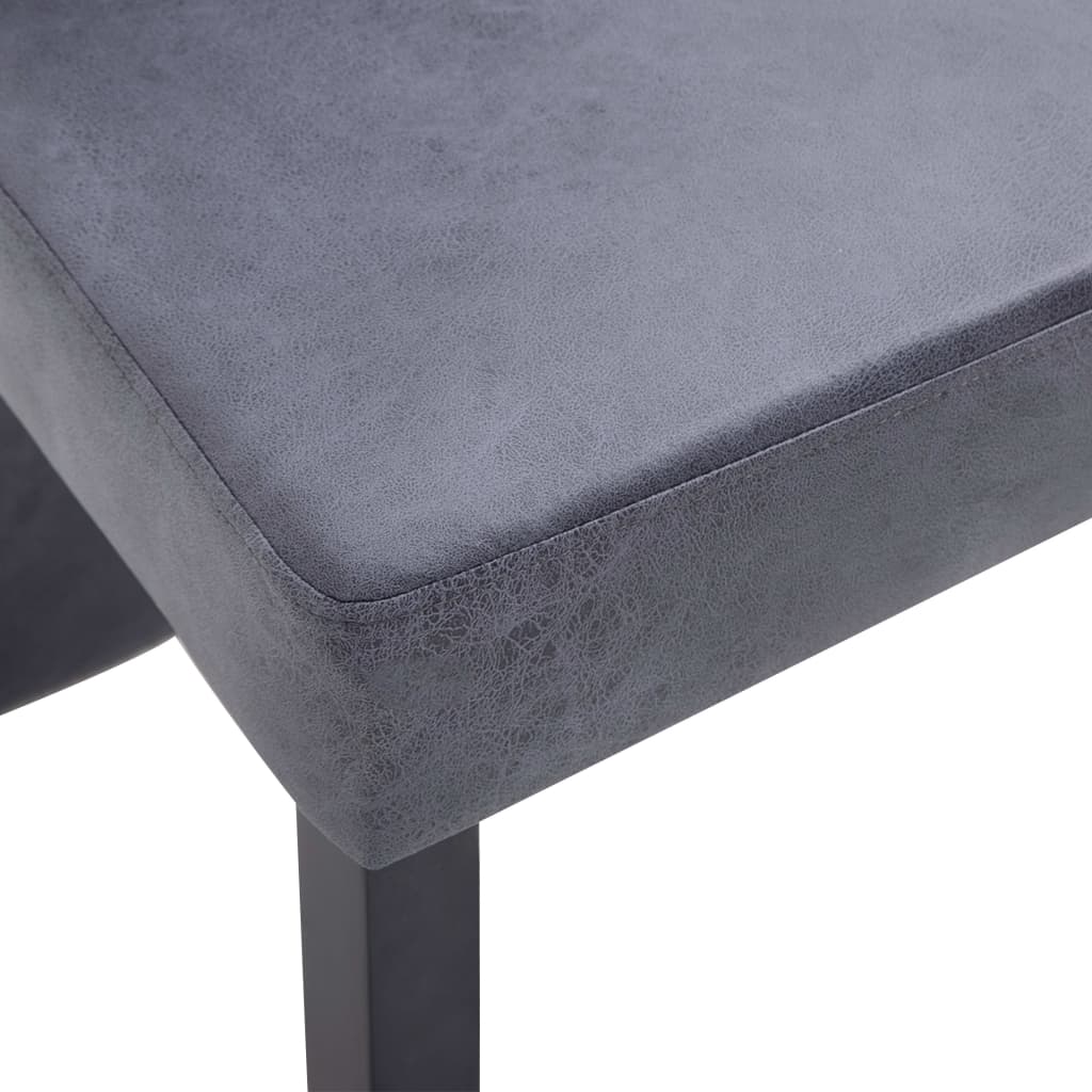 Dining Chair Set of 4 Grey Faux suede and wood Standard Modern