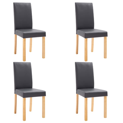 Dining Chair Set of 4 Gray Faux leather and Wood Standard