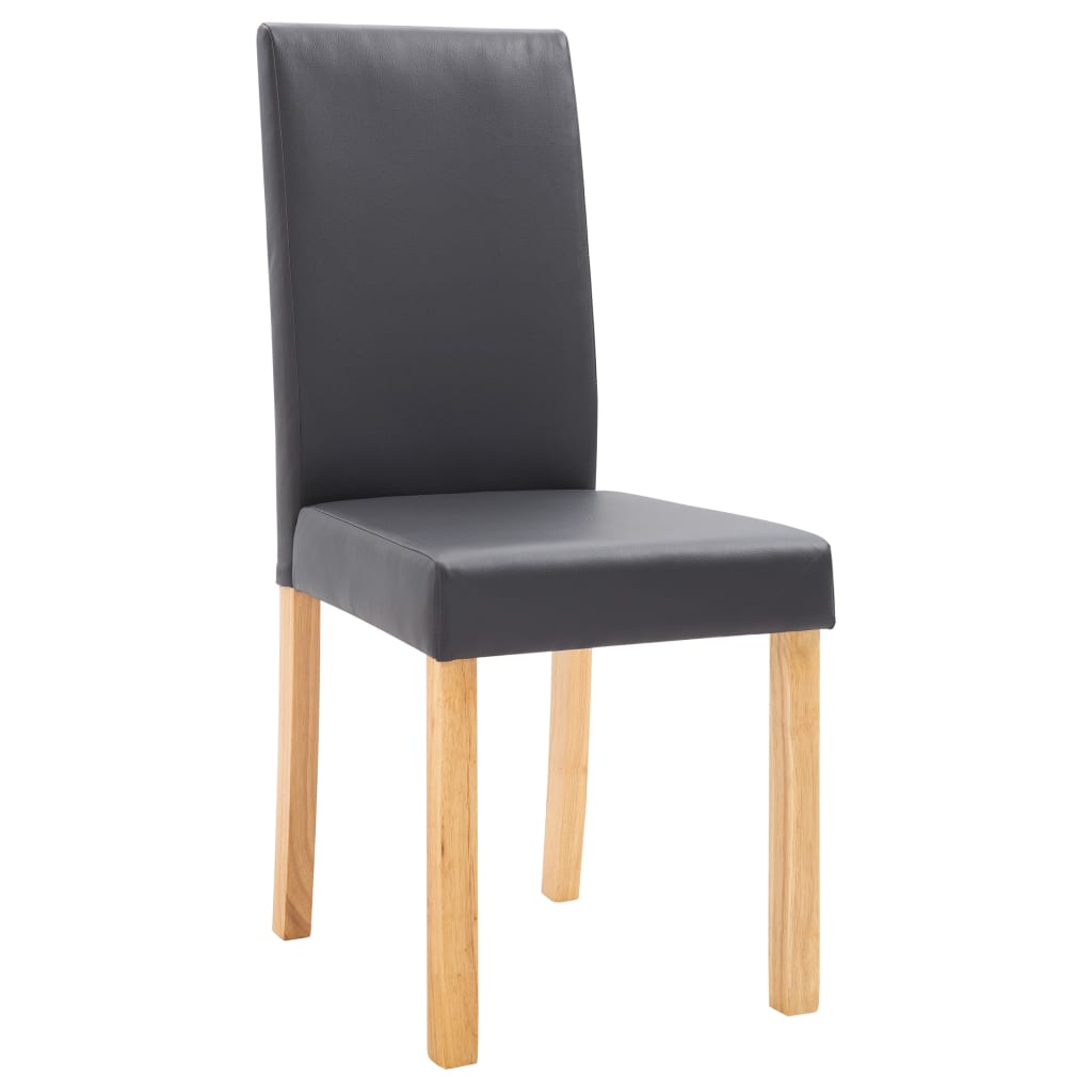 Dining Chair Set of 4 Gray Faux leather and Wood Standard