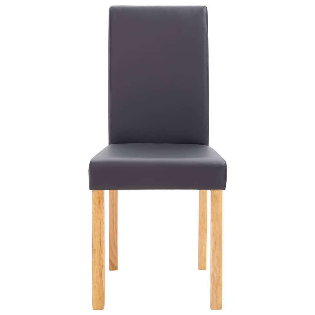 Dining Chair Set of 4 Gray Faux leather and Wood Standard