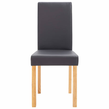 Dining Chair Set of 4 Gray Faux leather and Wood Standard