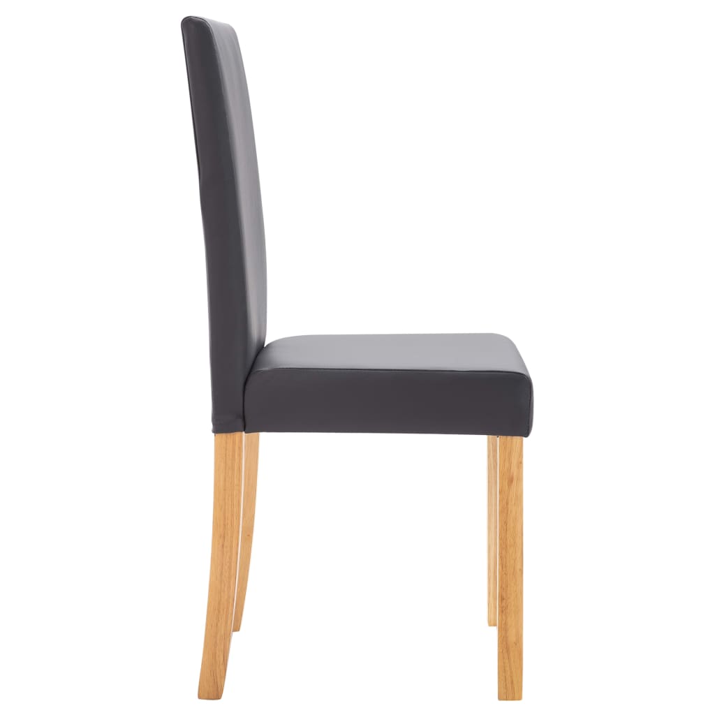 Dining Chair Set of 4 Gray Faux leather and Wood Standard