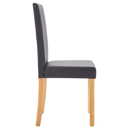 Dining Chair Set of 4 Gray Faux leather and Wood Standard