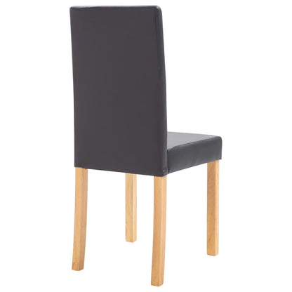 Dining Chair Set of 4 Gray Faux leather and Wood Standard