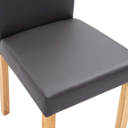 Dining Chair Set of 4 Gray Faux leather and Wood Standard