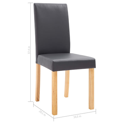 Dining Chair Set of 4 Gray Faux leather and Wood Standard