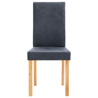 Dining Chair Set of 2 Gray Faux suede leather and wood Standard