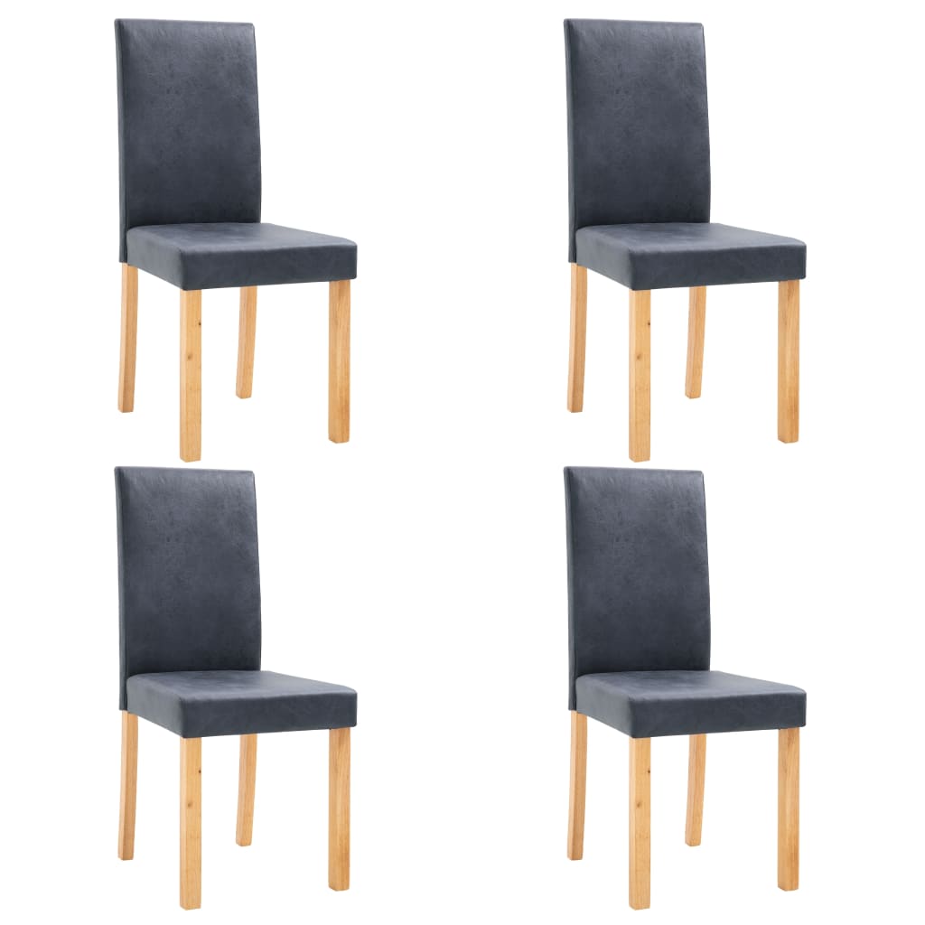 Dining Chairs 4 pcs Gray Faux Suede Leather