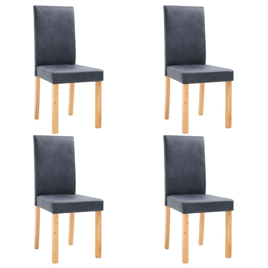 Dining Chairs 4 pcs Gray Faux Suede Leather