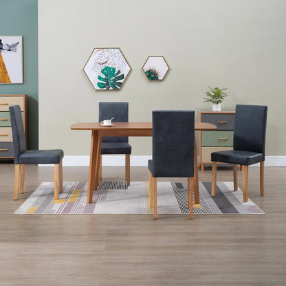 Dining Chairs 4 pcs Gray Faux Suede Leather