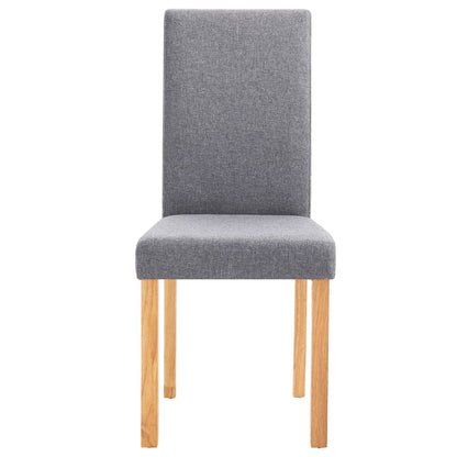Dining Chair Set of 2 Light Gray Fabric and Rubber wood Regular