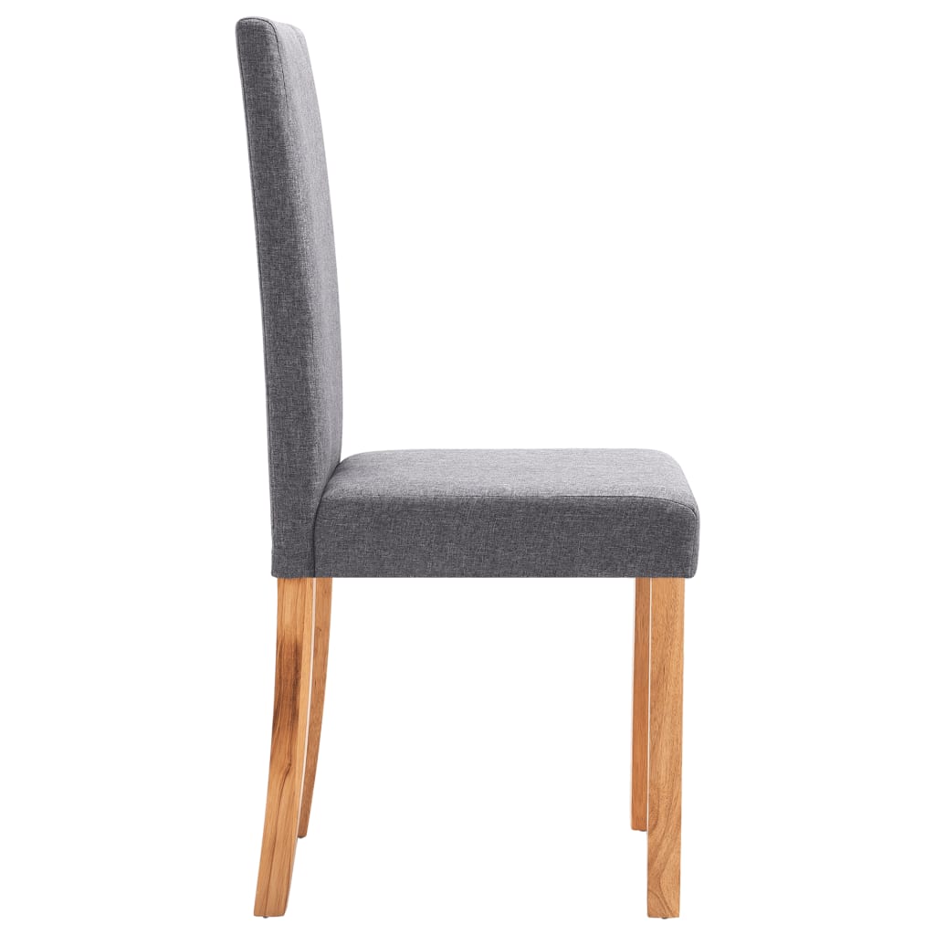 Dining Chair Set of 2 Light Gray Fabric and Rubber wood Regular