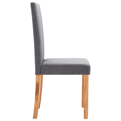 Dining Chair Set of 2 Light Gray Fabric and Rubber wood Regular
