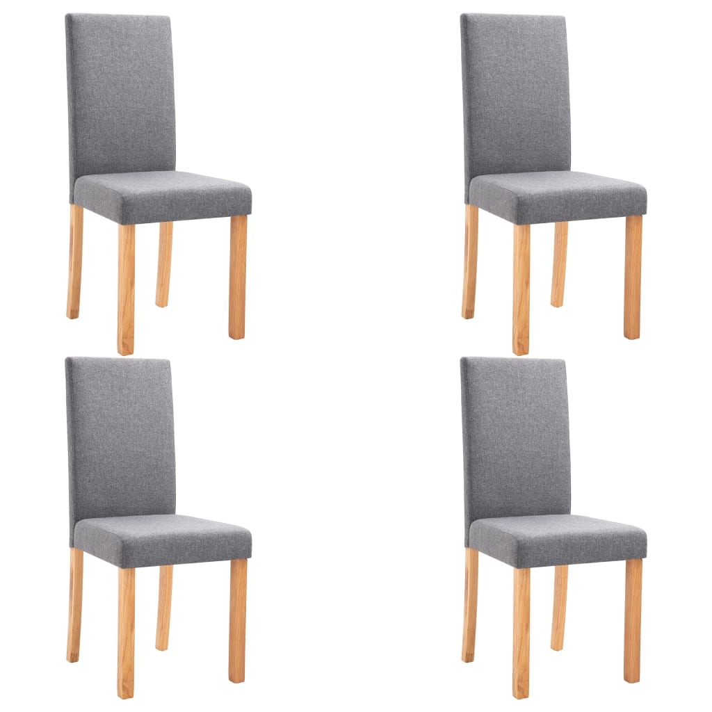 Dining Chair Set of 4 Light Gray Fabric and Rubber Wood Medium