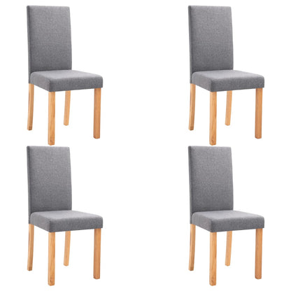 Dining Chair Set of 4 Light Gray Fabric and Rubber Wood Medium