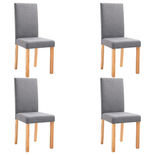 Dining Chair Set of 4 Light Gray Fabric and Rubber Wood Medium