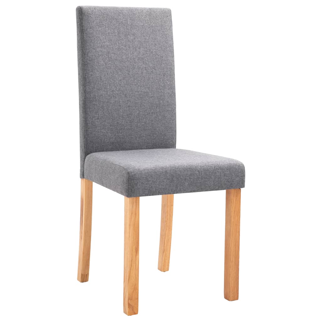 Dining Chair Set of 4 Light Gray Fabric and Rubber Wood Medium