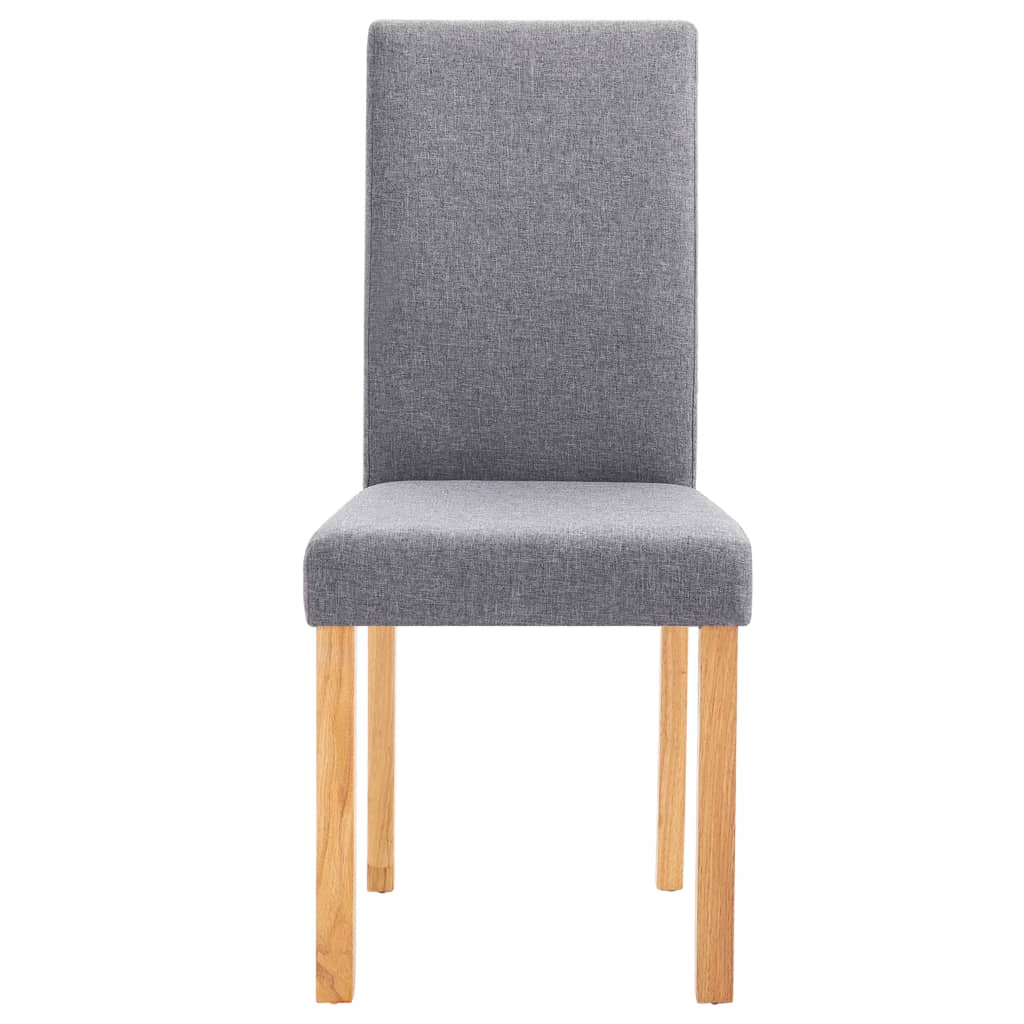 Dining Chair Set of 4 Light Gray Fabric and Rubber Wood Medium
