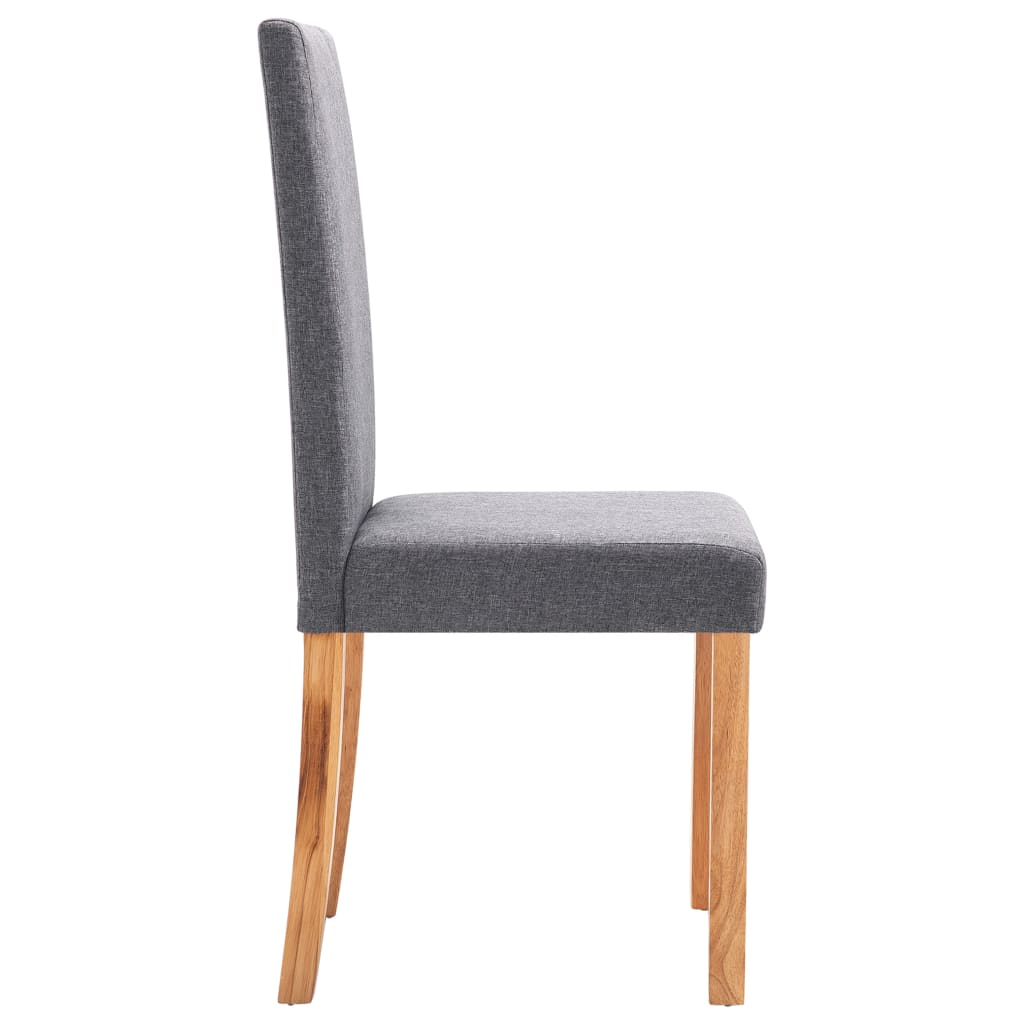 Dining Chair Set of 4 Light Gray Fabric and Rubber Wood Medium
