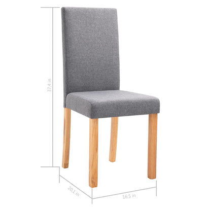 Dining Chair Set of 4 Light Gray Fabric and Rubber Wood Medium