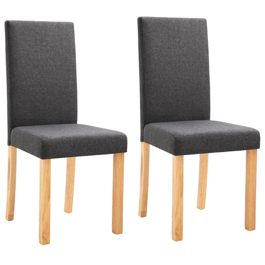 Dining Chair Set of 2 Dark Grey Fabric and Rubber wood Standard