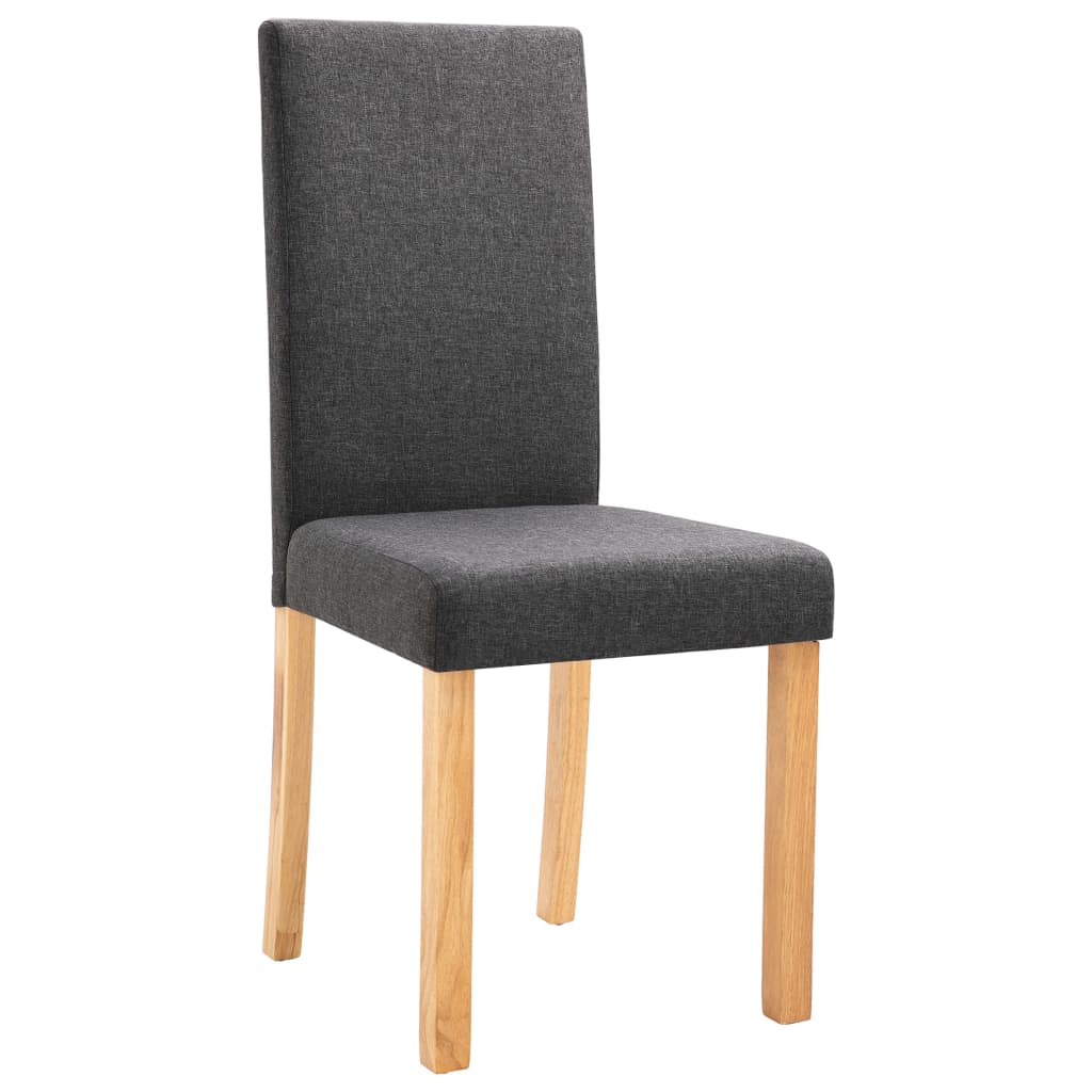 Dining Chair Set of 2 Dark Grey Fabric and Rubber wood Standard