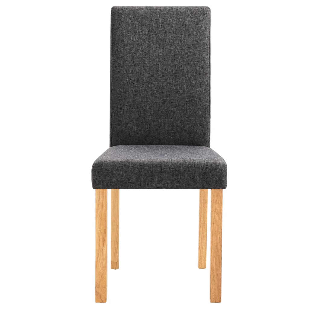 Dining Chair Set of 2 Dark Grey Fabric and Rubber wood Standard