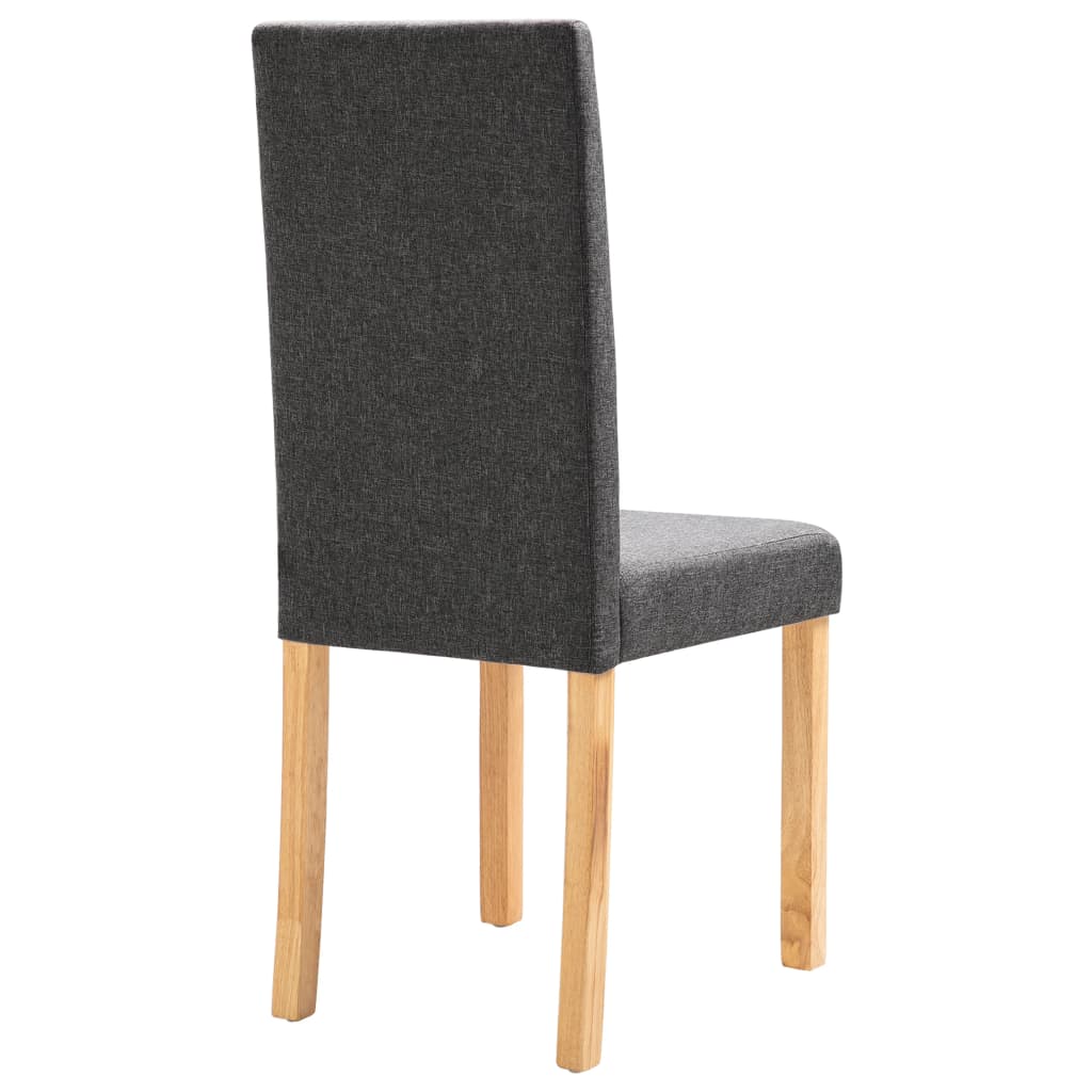 Dining Chair Set of 2 Dark Grey Fabric and Rubber wood Standard