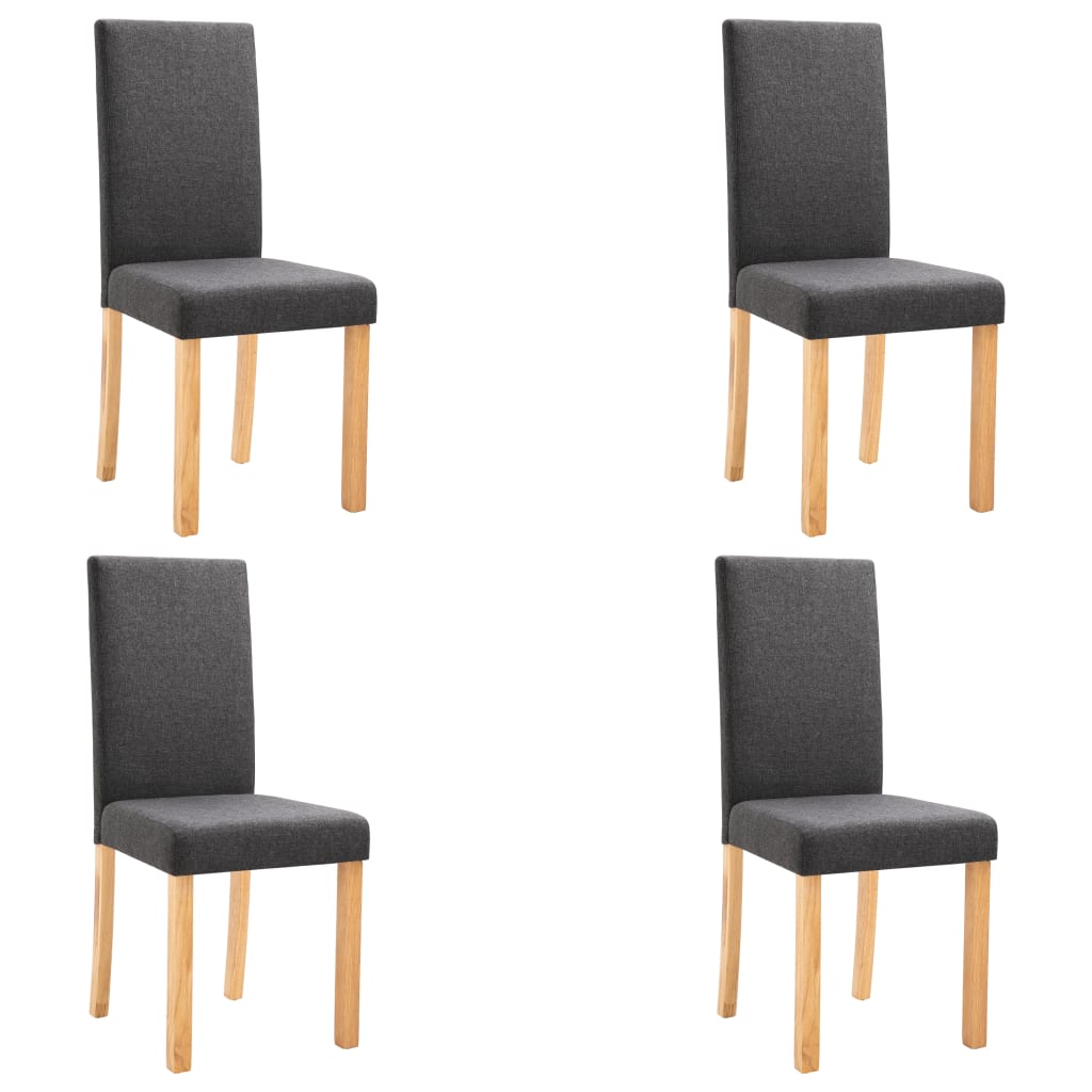 Dining Chair Set of 4 Dark Gray Fabric Standard Ergonomic