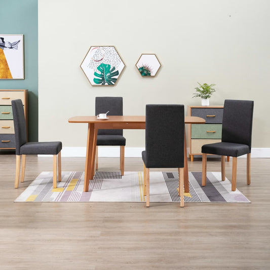 Dining Chair Set of 4 Dark Gray Fabric Standard Ergonomic